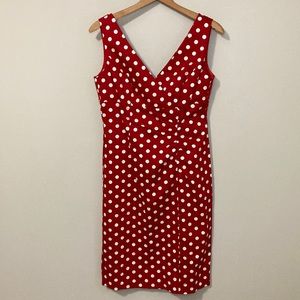 Madison Leigh Red and White Polka Dot Sleeveless Dress Sheath mini size 6